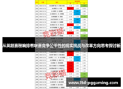从英超赛程编排看联赛竞争公平性的现实挑战与改革方向思考探讨新